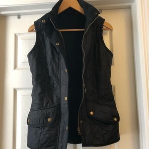 Black quilted, fleece lined Barbour vest